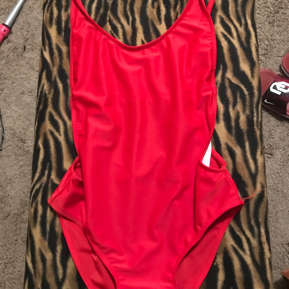 One piece red bikini